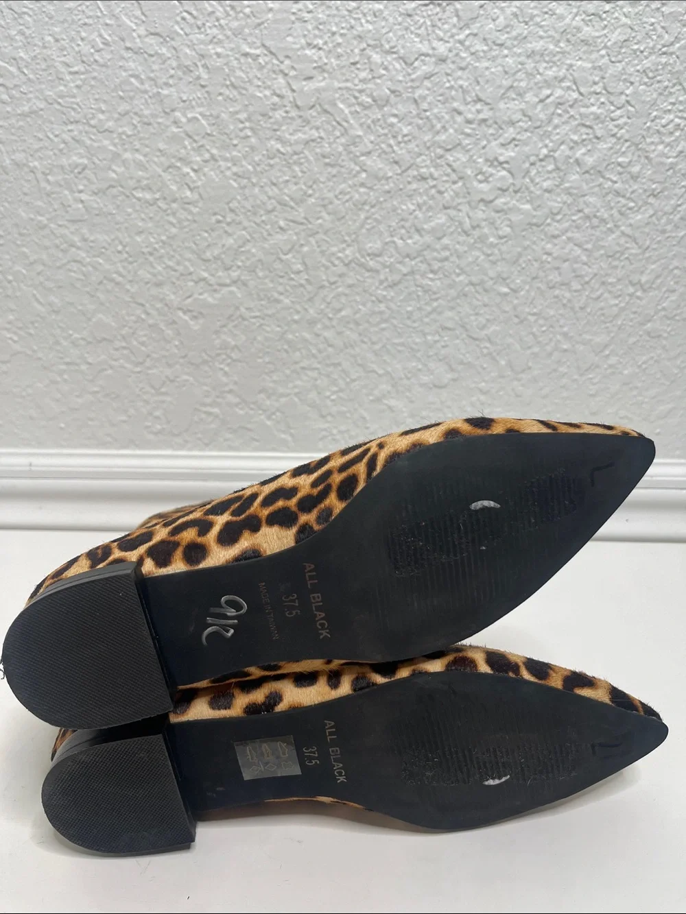 All Black Calf Hair Leopard Ankle Boots Sz  37.5